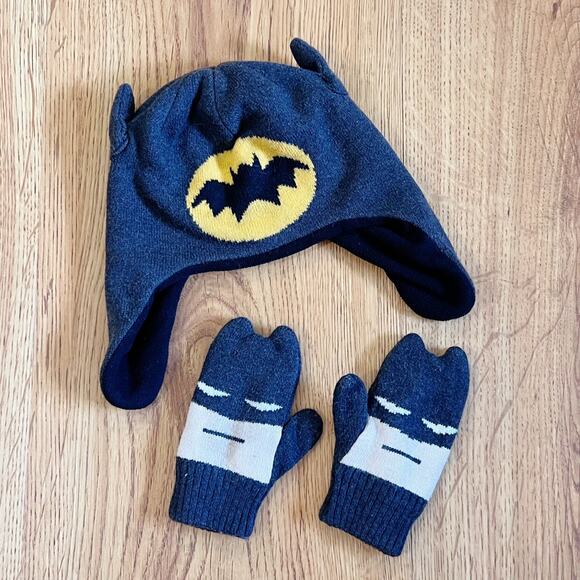 Gap Batman Trapper Hat And Mittens Set - Picture 1 of 11